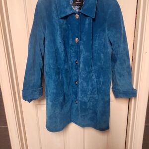 Womans Dennise Basso Washable Suede Coat